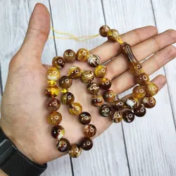 تسبیح کهربا پودری پرچمی 33 مهره سایز 10 میل | تسبیح اصل | تسبیح اورجینال | تسبیح صلوات | تسبیح متبرک | تسبیح آنتیک و کلکسیونی و عتیقه | تسبیح طبیعی | تسبیح فاخر | هدیه روز پدر | تسبیح دست ساز