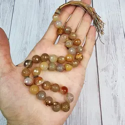 تسبیح سنگی عقیق کرم و قهوه ای 33 مهره سایز 10 | تسبیح اصل | تسبیح اورجینال | تسبیح صلوات | تسبیح متبرک | تسبیح آنتیک و کلکسیونی و عتیقه | تسبیح طبیعی | تسبیح فاخر | هدیه روز پدر | تسبیح دست ساز