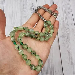 تسبیح سنگی پرهنیت سبز 33مهره تراش باکسی سایز 10 | تسبیح اصل | تسبیح اورجینال | تسبیح صلوات | تسبیح متبرک | تسبیح آنتیک و کلکسیونی و عتیقه | تسبیح طبیعی | تسبیح فاخر | هدیه روز پدر | تسبیح دست ساز
