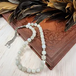 تسبیح سنگی مون استون (سنگ ماه) 33 مهره تراش باکسی سایز 10 میل | تسبیح اصل | تسبیح اورجینال | تسبیح صلوات | تسبیح متبرک | تسبیح آنتیک و کلکسیونی و عتیقه | تسبیح طبیعی | تسبیح فاخر | هدیه روز پدر | تسبیح دست ساز