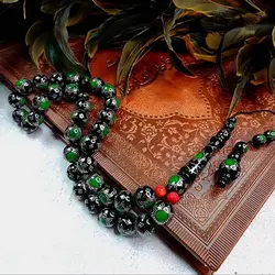 تسبیح یسر 33 مهره نقره کوب با مرصع کاری مالاکیت | تسبیح اصل | تسبیح اورجینال | تسبیح صلوات | تسبیح متبرک | تسبیح آنتیک و کلکسیونی و عتیقه | تسبیح طبیعی | هدیه روز پدر | تسبیح دست ساز