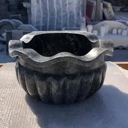 کاسه حمام ترکی مشکی مدل آیناز سنگ طبیعی مرمریت ابعاد 45 ارتفاع 23 | هدیه تولد | جهیزیه عروس | کادویی | ظروف سنگی آقای سنگی | ظروف آنتیک و کلکسیونی