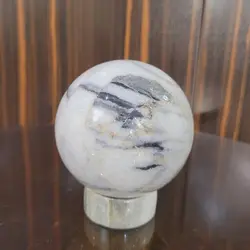 گوی سنگی سفید مشکی 7 سانتیمتری | هدیه تولد | جهیزیه عروس | کادویی | ظروف سنگی آقای سنگی | ظروف آنتیک و کلکسیونی