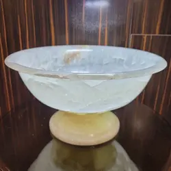 ظرف میوه خوری سنگی سنگ مرمر پایه دار | هدیه تولد | جهیزیه عروس | کادویی | ظروف سنگی آقای سنگی | ظروف آنتیک و کلکسیونی