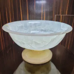 ظرف میوه خوری سنگی سنگ مرمر پایه دار | هدیه تولد | جهیزیه عروس | کادویی | ظروف سنگی آقای سنگی | ظروف آنتیک و کلکسیونی