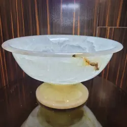 ظرف میوه خوری سنگی سنگ مرمر پایه دار | هدیه تولد | جهیزیه عروس | کادویی | ظروف سنگی آقای سنگی | ظروف آنتیک و کلکسیونی