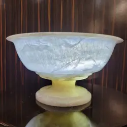 ظرف میوه خوری سنگی سنگ مرمر پایه دار | هدیه تولد | جهیزیه عروس | کادویی | ظروف سنگی آقای سنگی | ظروف آنتیک و کلکسیونی