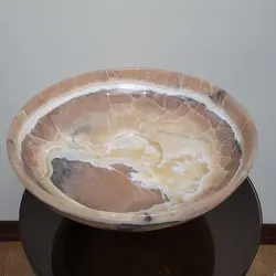 ظرف میوه خوری سنگی سنگ مرمر پایه دار با تم رنگ صورتی کمرنگ | هدیه تولد | جهیزیه عروس | کادویی | ظروف سنگی آقای سنگی | ظروف آنتیک و کلکسیونی