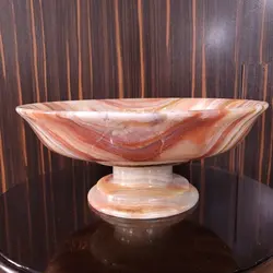 ظرف میوه خوری سنگی سنگ مرمر با طرح و رگه های خاص و رنگ های گرم | هدیه تولد | جهیزیه عروس | کادویی | ظروف سنگی آقای سنگی | ظروف آنتیک و کلکسیونی