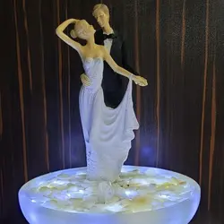 آبنما سنگ مرمر سفید خالص به همراه مجسمه عروس و داماد | هدیه تولد | جهیزیه عروس | کادویی | ظروف سنگی آقای سنگی | ظروف آنتیک و کلکسیونی