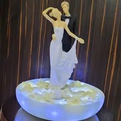 آبنما سنگ مرمر سفید خالص به همراه مجسمه عروس و داماد | هدیه تولد | جهیزیه عروس | کادویی | ظروف سنگی آقای سنگی | ظروف آنتیک و کلکسیونی