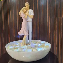 آبنما رومیزی خانگی سنگ مرمریت با مجسمه زوج عاشق | آبنمای سنگی | هدیه تولد | جهیزیه عروس | کادویی | ظروف سنگی آقای سنگی | ظروف آنتیک و کلکسیونی