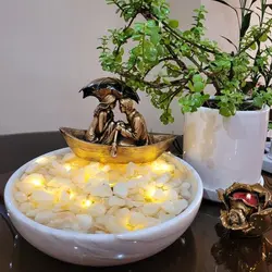 آبنما با سنگ نجف آباد و کشتی زوج عاشق | آبنمای سنگی | هدیه تولد | جهیزیه عروس | کادویی | ظروف سنگی آقای سنگی | ظروف آنتیک و کلکسیونی