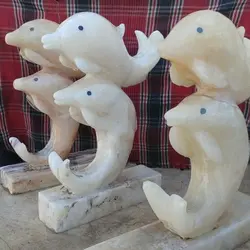 مجسمه دلفین سنگ مرمر | مجسمه سنگی دلفین | هدیه تولد | جهیزیه عروس | کادویی | ظروف سنگی آقای سنگی | ظروف آنتیک و کلکسیونی