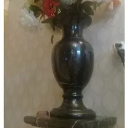 گلدان سنگی رنگ مشکی سنگ نجف آباد سایز متوسط | هدیه تولد | جهیزیه عروس | کادویی | ظروف سنگی آقای سنگی | ظروف آنتیک و کلکسیونی