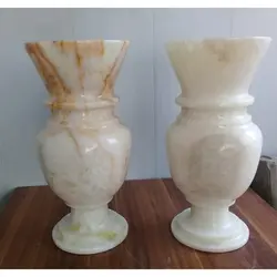 گلدان سنگی زیبا جنس سنگ مرمر ارتفاع 35 سانتی متر (یک عدد) | هدیه تولد | جهیزیه عروس | کادویی | ظروف سنگی آقای سنگی | ظروف آنتیک و کلکسیونی