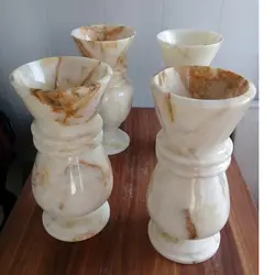 گلدان سنگی زیبا جنس سنگ مرمر ارتفاع 35 سانتی متر (یک عدد) | هدیه تولد | جهیزیه عروس | کادویی | ظروف سنگی آقای سنگی | ظروف آنتیک و کلکسیونی