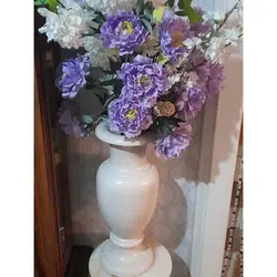 گلدان سنگی مرمر به همراه میز و پایه گلدان (مرمر سفید رنگ) | هدیه تولد | جهیزیه عروس | کادویی | ظروف سنگی آقای سنگی | ظروف آنتیک و کلکسیونی