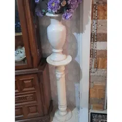 گلدان سنگی مرمر به همراه میز و پایه گلدان (مرمر سفید رنگ) | هدیه تولد | جهیزیه عروس | کادویی | ظروف سنگی آقای سنگی | ظروف آنتیک و کلکسیونی