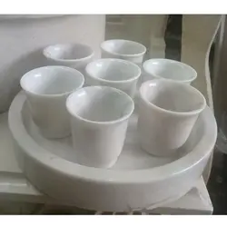 سِت لیوان سنگی قهوه خوری سنگی و یا چای خوری با سینی سنگی و فنجان سنگی سفید زیبا | هدیه تولد | جهیزیه عروس | کادویی | ظروف سنگی آقای سنگی | ظروف آنتیک و کلکسیونی