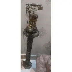میز و پایه سنگی ( میز سنگی تلفن ) (قرارگیری گلدان و مجسمه و دکوری) مرمریت گلدن بلک | هدیه تولد | جهیزیه عروس | کادویی | ظروف سنگی آقای سنگی | ظروف آنتیک و کلکسیونی