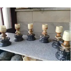 هفت سین سنگی ( سِت قهوه خوری و یا چای خوری ) مرمر خاکستری با پایه سنگی مشکی | هدیه تولد | جهیزیه عروس | کادویی | ظروف سنگی آقای سنگی | ظروف آنتیک و کلکسیونی