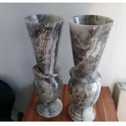 گلدان سنگی رنگ طوسی زیبا جنس سنگ مرمر ارتفاع 60 سانتی متر (یک عدد) | هدیه تولد | جهیزیه عروس | کادویی | ظروف سنگی آقای سنگی | ظروف آنتیک و کلکسیونی