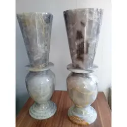 گلدان سنگی رنگ طوسی زیبا جنس سنگ مرمر ارتفاع 60 سانتی متر (یک عدد) | هدیه تولد | جهیزیه عروس | کادویی | ظروف سنگی آقای سنگی | ظروف آنتیک و کلکسیونی