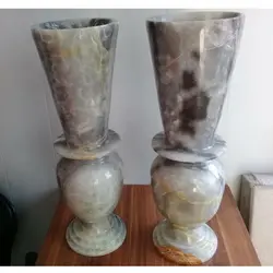 گلدان سنگی رنگ طوسی زیبا جنس سنگ مرمر ارتفاع 60 سانتی متر (یک عدد) | هدیه تولد | جهیزیه عروس | کادویی | ظروف سنگی آقای سنگی | ظروف آنتیک و کلکسیونی