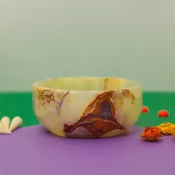 کاسه سنگی شکلات خوری سنگی بسیار خاص ،سنگ طبیعی مرمر سبز رگه دار| هدیه تولد | جهیزیه عروس | کادویی | ظروف سنگی آقای سنگی | ظروف آنتیک و کلکسیونی