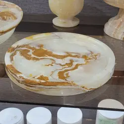 سینی سرو و پذیرایی سنگی ،مدل لبه کوتاه ، سنگ طبیعی مرمر نباتی ، بسیار خاص و خوش تراش | هدیه تولد | جهیزیه عروس | کادویی | ظروف سنگی آقای سنگی | ظروف آنتیک و کلکسیونی