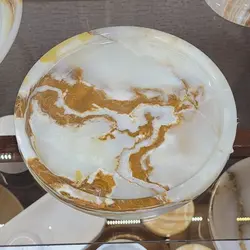 سینی سرو و پذیرایی سنگی ،مدل لبه کوتاه ، سنگ طبیعی مرمر نباتی ، بسیار خاص و خوش تراش | هدیه تولد | جهیزیه عروس | کادویی | ظروف سنگی آقای سنگی | ظروف آنتیک و کلکسیونی