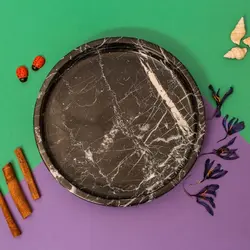 بشقاب سنگی گرد ،مدل لبه دار،سنگ طبیعی ،قطر25 سانت | هدیه تولد | جهیزیه عروس | کادویی | ظروف سنگی آقای سنگی | ظروف آنتیک و کلکسیونی