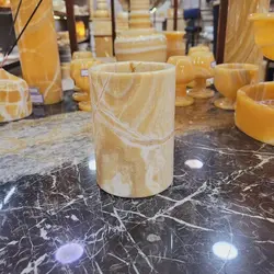 استوانه سنگی کِرِم،،سنگ طبیعی مرمر پرتغالی ،،استفاده به عنوان جامسواکی و گلدان،،زیبا براق و خوش تراش،| هدیه تولد | جهیزیه عروس | کادویی | ظروف سنگی آقای سنگی | ظروف آنتیک و کلکسیونی