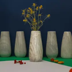 گلدان های 20 سانتی‌متری سفید ازناء ،مدل اشکی،سنگ طبیعی ازناء،رگه دار | گلدان سنگی | هدیه تولد | جهیزیه عروس | کادویی | ظروف سنگی آقای سنگی | ظروف آنتیک و کلکسیونی