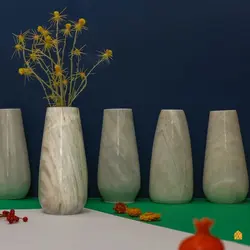 گلدان های 20 سانتی‌متری سفید ازناء ،مدل اشکی،سنگ طبیعی ازناء،رگه دار | گلدان سنگی | هدیه تولد | جهیزیه عروس | کادویی | ظروف سنگی آقای سنگی | ظروف آنتیک و کلکسیونی