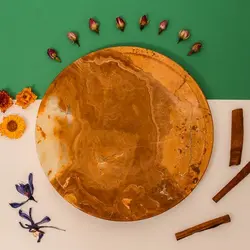 دیس گرد سنگی ،سایز متوسط ،مدل بدون لبه ،مرمر قهوه ای و سبز،سنگ طبیعی | هدیه تولد | جهیزیه عروس | کادویی | ظروف سنگی آقای سنگی | ظروف آنتیک و کلکسیونی