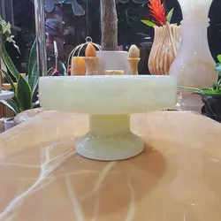 ظرف سنگی سرو و پذیرایی سنگ طبیعی ،مدل پایه دار ،یک تکه ،دارای جا برای وارمر و قوری برای گرم نگه داشتن دمنوش،کاربردی و شیک | هدیه تولد | جهیزیه عروس | کادویی | ظروف سنگی آقای سنگی | ظروف آنتیک و کلکسیونی