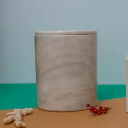 سطل زباله سنگی ،سنگ طبیعی سفید ازناء رگه دار،با قابلیت جدا شدن درب،یک محصول زیبا،عمری و همیشگی،سایز بزرگ | هدیه تولد | جهیزیه عروس | کادویی | ظروف سنگی آقای سنگی | ظروف آنتیک و کلکسیونی