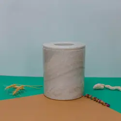 سطل زباله سنگی ،سنگ طبیعی سفید ازناء رگه دار،با قابلیت جدا شدن درب،یک محصول زیبا،عمری و همیشگی،سایز بزرگ | هدیه تولد | جهیزیه عروس | کادویی | ظروف سنگی آقای سنگی | ظروف آنتیک و کلکسیونی