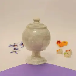 شکلات خوری سنگی پایه دار ، قندان سنگی پایه دار ، سنگ طبیعی مرمر طوسی آبرنگی ،بسیار خوش تراش و براق | هدیه تولد | جهیزیه عروس | کادویی | ظروف سنگی آقای سنگی | ظروف آنتیک و کلکسیونی