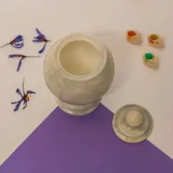شکلات خوری سنگی پایه دار ، قندان سنگی پایه دار ، سنگ طبیعی مرمر طوسی آبرنگی ،بسیار خوش تراش و براق | هدیه تولد | جهیزیه عروس | کادویی | ظروف سنگی آقای سنگی | ظروف آنتیک و کلکسیونی