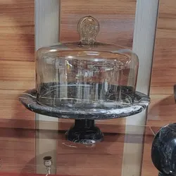 ظرف سنگی سرو و پذیرایی ،جنس پایه سنگ ،به همراه شیشه برای کیک | هدیه تولد | جهیزیه عروس | کادویی | ظروف سنگی آقای سنگی | ظروف آنتیک و کلکسیونی