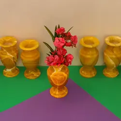 گلدان سنگی شیپوری ،سنگ مرمر طبیعی کرم و پرتغالی،خاصیت درمانی و دفع انرژی منفی | هدیه تولد | جهیزیه عروس | کادویی | ظروف سنگی آقای سنگی | ظروف آنتیک و کلکسیونی