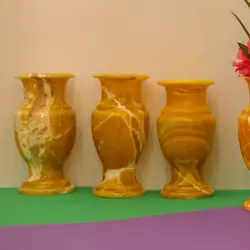 گلدان سنگی شیپوری ،سنگ مرمر طبیعی کرم و پرتغالی،خاصیت درمانی و دفع انرژی منفی | هدیه تولد | جهیزیه عروس | کادویی | ظروف سنگی آقای سنگی | ظروف آنتیک و کلکسیونی