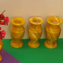 گلدان سنگی شیپوری ،سنگ مرمر طبیعی کرم و پرتغالی،خاصیت درمانی و دفع انرژی منفی | هدیه تولد | جهیزیه عروس | کادویی | ظروف سنگی آقای سنگی | ظروف آنتیک و کلکسیونی