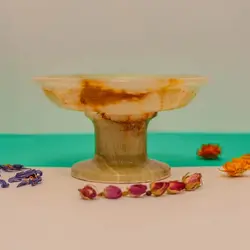 ظرف شکلات خوری سنگی پایه دار ، سنگ طبیعی مرمر سبز رگه دار | کادویی | جهیزیه عروس | هدیه تولد | ظروف سنگی آقای سنگی