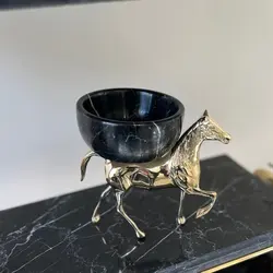 شکلاتخوری سنگی کاسه سنگی اسب برنجی | هدیه تولد | جهیزیه عروس | کادویی | ظروف سنگی آقای سنگی | ظروف آنتیک و کلکسیونی