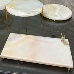 سینی سنگی رولت خوری با گوزن و پایه برنجی | جهیزیه عروس | هدیه تولد | کادویی | ظروف سنگی آقای سنگی | ظروف آنتیک و کلکسیونی