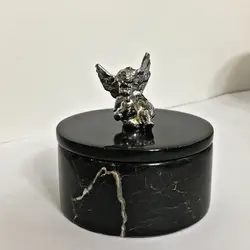 قندون سنگی رنگ سنگ سفید و مشکی | جهیزیه عروس | هدیه تولد | کادویی | ظروف سنگی آقای سنگی | ظروف آنتیک و کلکسیونی